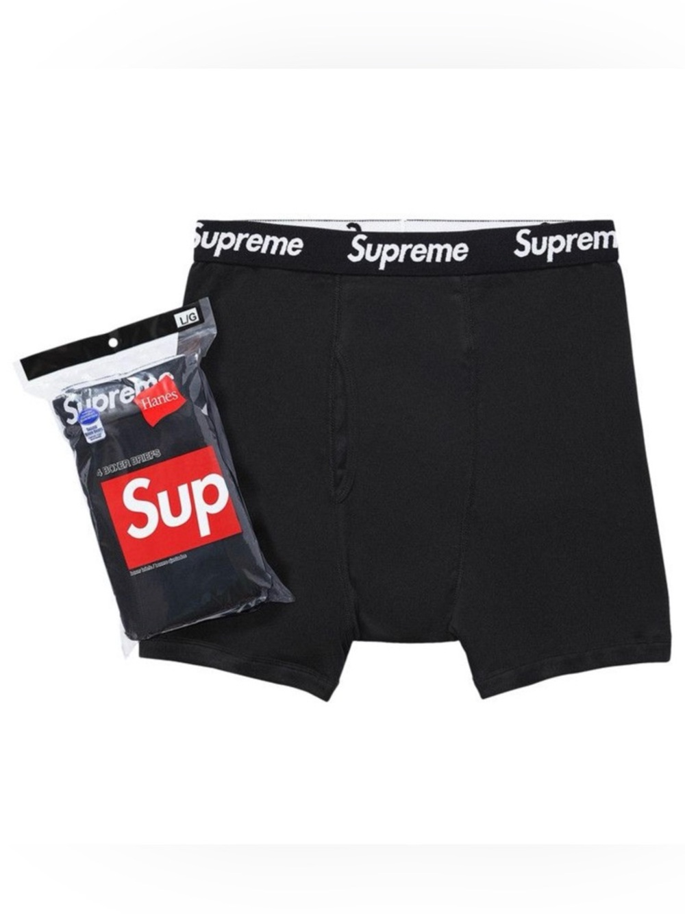Supreme Black Boxer Briefs with Branded Waistband size medium, large